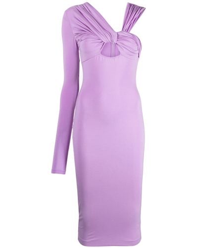 Nensi Dojaka One-shoulder Asymmetric Midi Dress - Purple