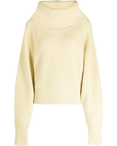 Sa Su Phi Funnel-neck Ribbed-knit Sweater - Natural