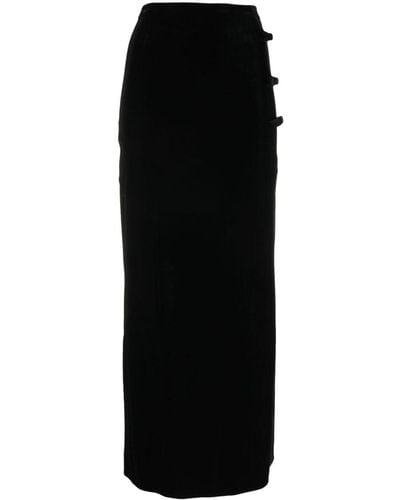 Ganni Velvet Bow-embellished Maxi Skirt - Black
