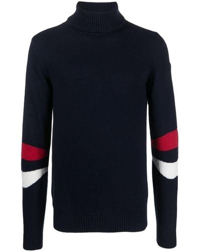 Rossignol Stripe-print Roll-neck Sweater - Blue
