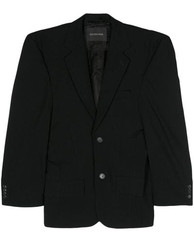Balenciaga Voluminous-Shoulder Blazer - Black