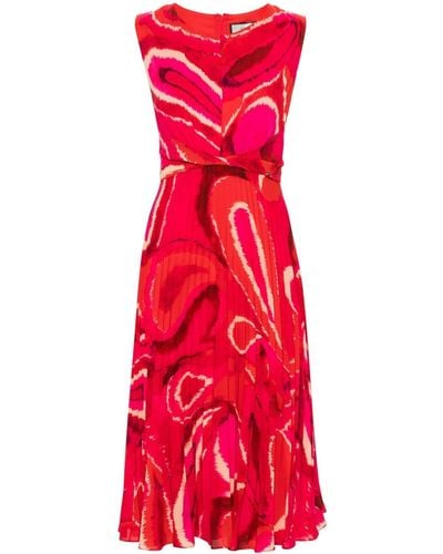 Nissa Robe mi-longue à design plissé - Rouge