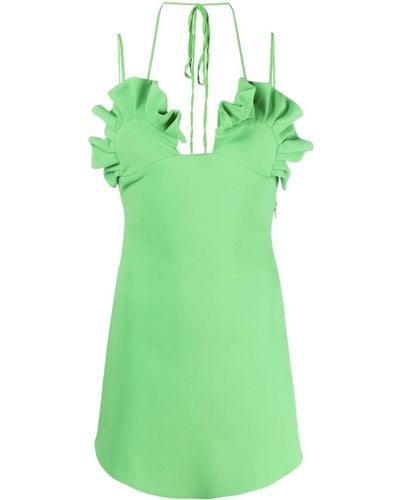 GIUSEPPE DI MORABITO Ruffled Halterneck Mini Dress - Green