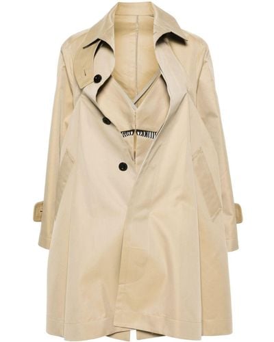 Sacai Dress-underlayer Pleated Trench Coat - Natural