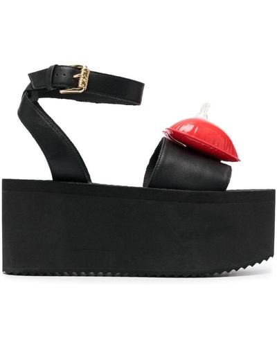 Moschino Sandalias con motivo de corazón - Negro