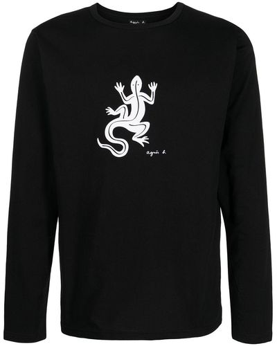 agnès b. Coulos Lizard-print T-shirt - Black