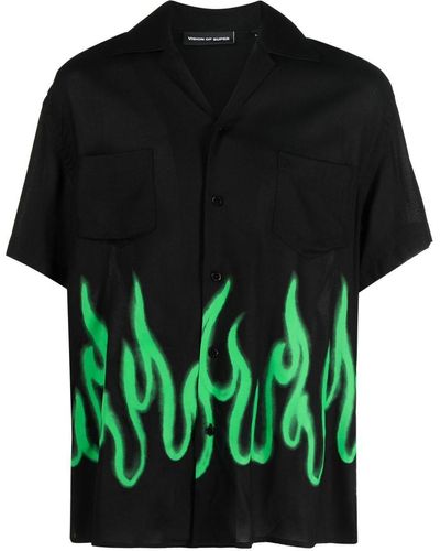 Vision Of Super Hemd mit Flammen-Print - Schwarz
