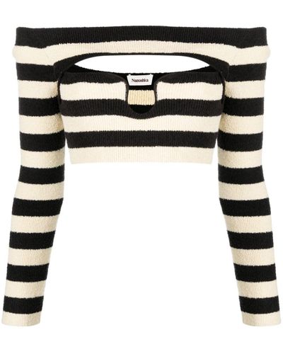 Nanushka Cut-out Striped Sweater - Black
