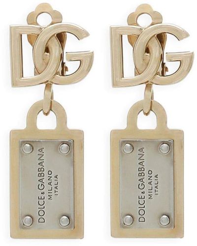 Dolce & Gabbana ロゴ ドロップピアス - ホワイト
