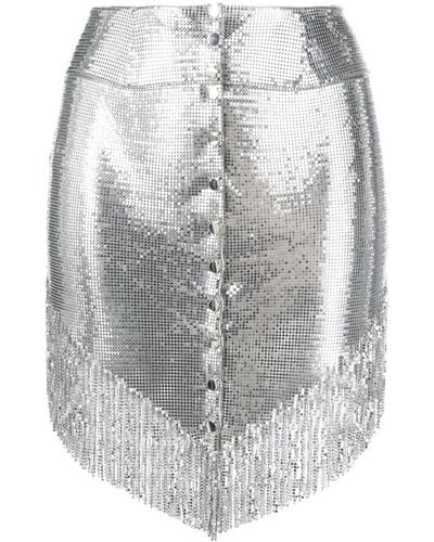 Rabanne Buttoned Fringed Miniskirt - Grey