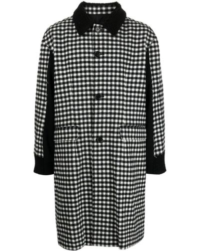 Undercover Check-print Single-breasted Coat - Black