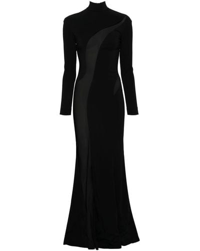 Mugler Mesh-detail Maxi Dress - Black