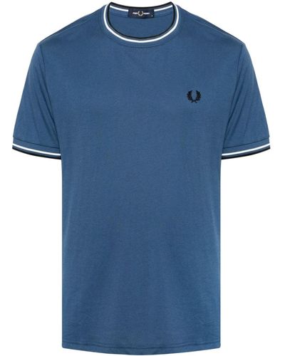 Fred Perry T-Shirt mit Logo-Stickerei - Blau