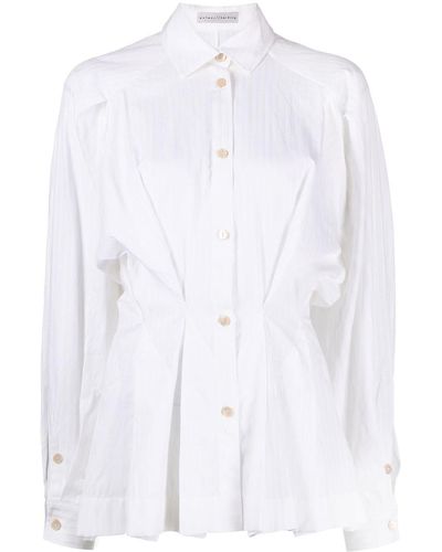 Palmer//Harding Gathered-waist Cotton Shirt - White