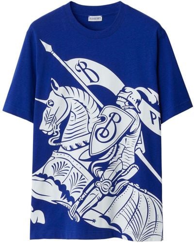 Burberry T-shirt en coton à imprimé EKD - Bleu