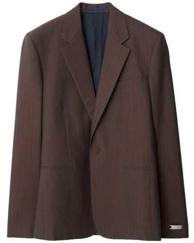 Burberry Single-breasted Wool Blazer - Brown