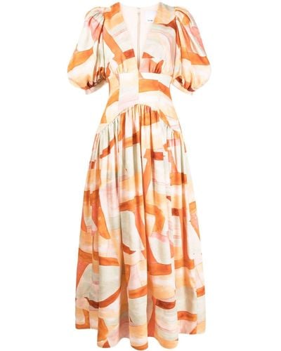 Acler Princeton アブストラクトパターン ドレス - オレンジ