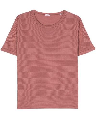 Aspesi Gestreiftes T-Shirt mit Schlitzen - Pink