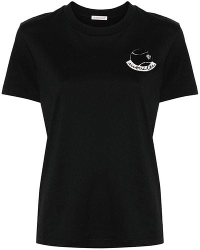 Moncler T-shirt à patch logo - Noir