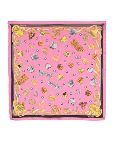 Moschino Schal mit Logo-Print - Pink