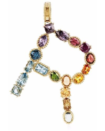 Dolce & Gabbana Rainbow Alphabet R マルチストーン ペンダント 18kイエローゴールド - メタリック