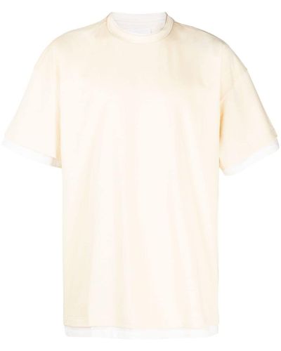 Jil Sander T-shirt bicolore à logo imprimé - Blanc