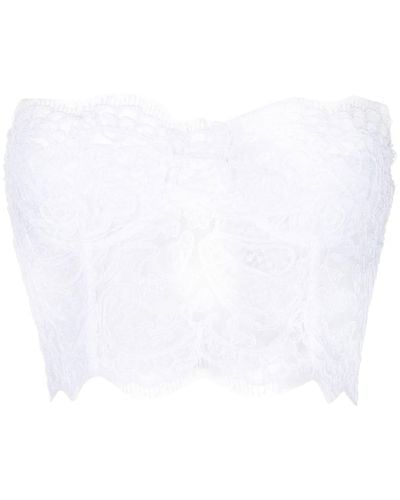Ermanno Scervino Lace Embroidery Bustier Top - White