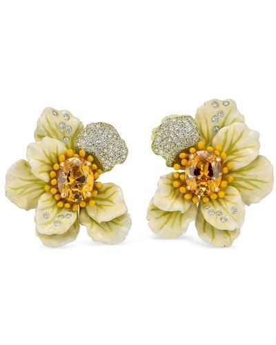 Anabela Chan 18kt Yellow Gold Vermeil Bloom Sapphire And Diamond Earrings - Metallic