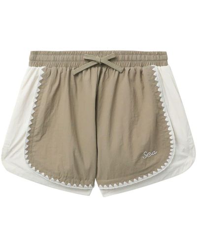 Sea Colourblock Panelled Shorts - Natural