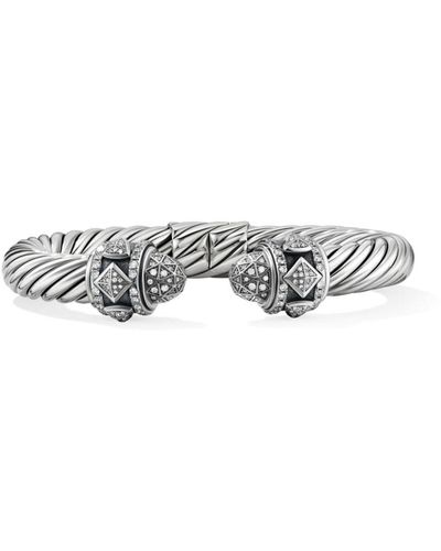 David Yurman Sterling Silver Renaissance Diamond Cuff Bracelet - White