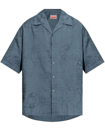KENZO Cotton-jacquard Shirt - Blue