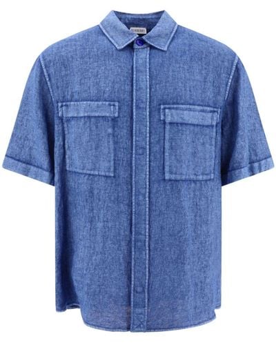 Burberry Short-sleeve Linen Shirt - Blue