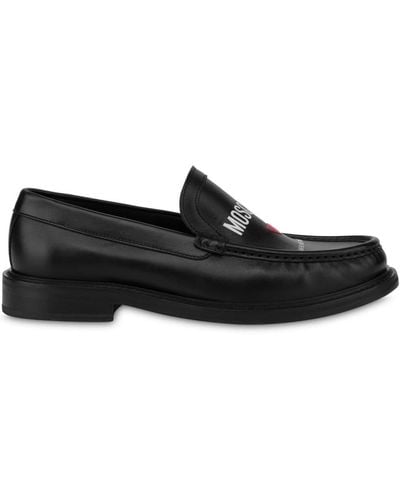 Moschino Logo-print Leather Loafers - Black