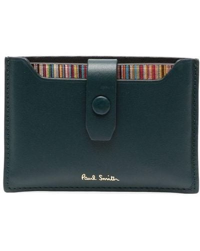 Paul Smith Signature-stripe Leather Cardholder - Green