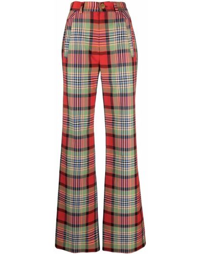 Vivienne Westwood Pantaloni tartan a vita alta - Rosso