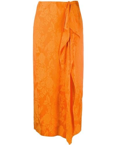 The Attico Gia Floral Jacquard Skirt - Orange