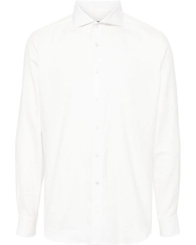 N.Peal Cashmere Overhemd Van Katoen-lyocellblend - Wit