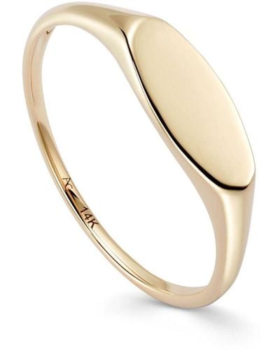 Astley Clarke 14kt Recycled Yellow Gold Elongated Oval Signet Ring - White