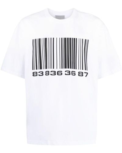 VTMNTS Camiseta con motivo de código de barras - Blanco