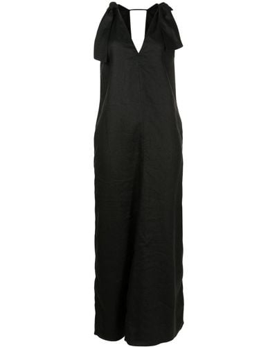 Adriana Degreas Bow-detailing Linen Dress - Black