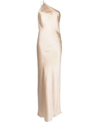 Michelle Mason One-shoulder Bias Silk Gown - Natural