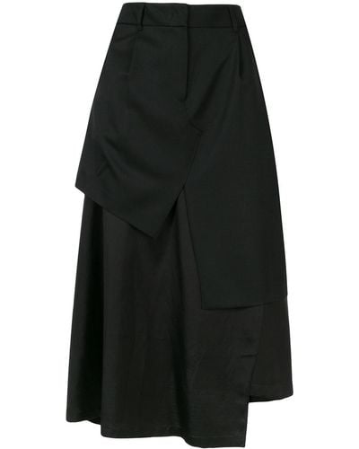 Goen.J Layered Asymmetric Skirt - Black