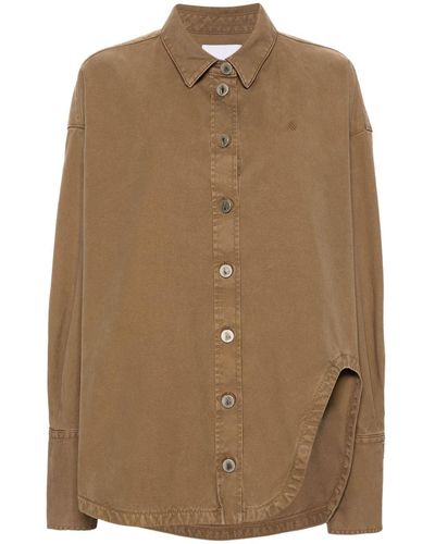 The Attico Spread-collar gabardine coat - Braun