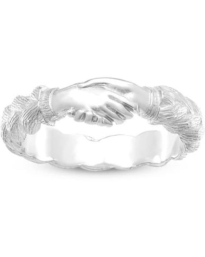 Bleue Burnham Hand Holding Ring aus Silber - Weiß