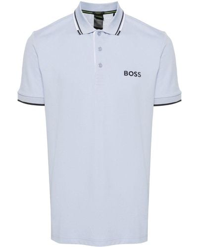 BOSS Logo-embroidered Polo Shirt - Blue