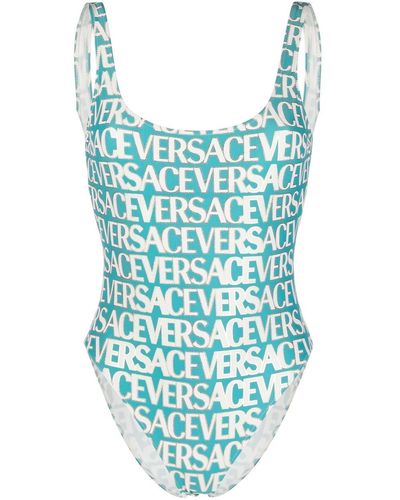 Versace オープンバック ワンピース水着 - ブルー