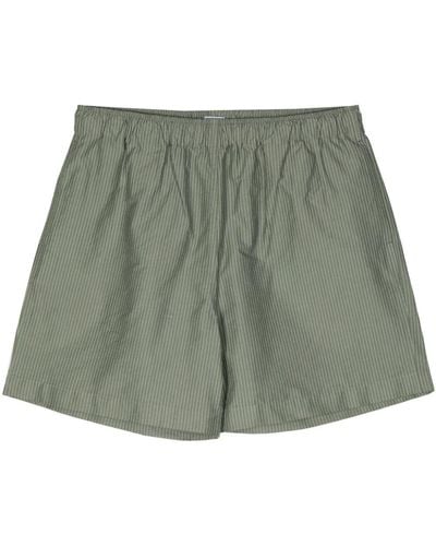 Sunspel Pinstripe cotton-blend shorts - Vert