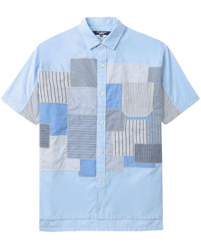 Junya Watanabe Striped Patchwork Cotton Shirt - Blue
