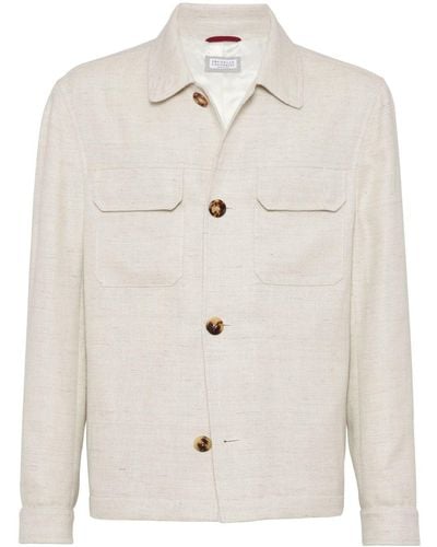 Brunello Cucinelli Single-breasted Shirt Jacket - White