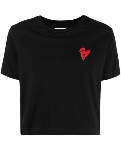 Izzue Camiseta corta con corazón bordado - Negro